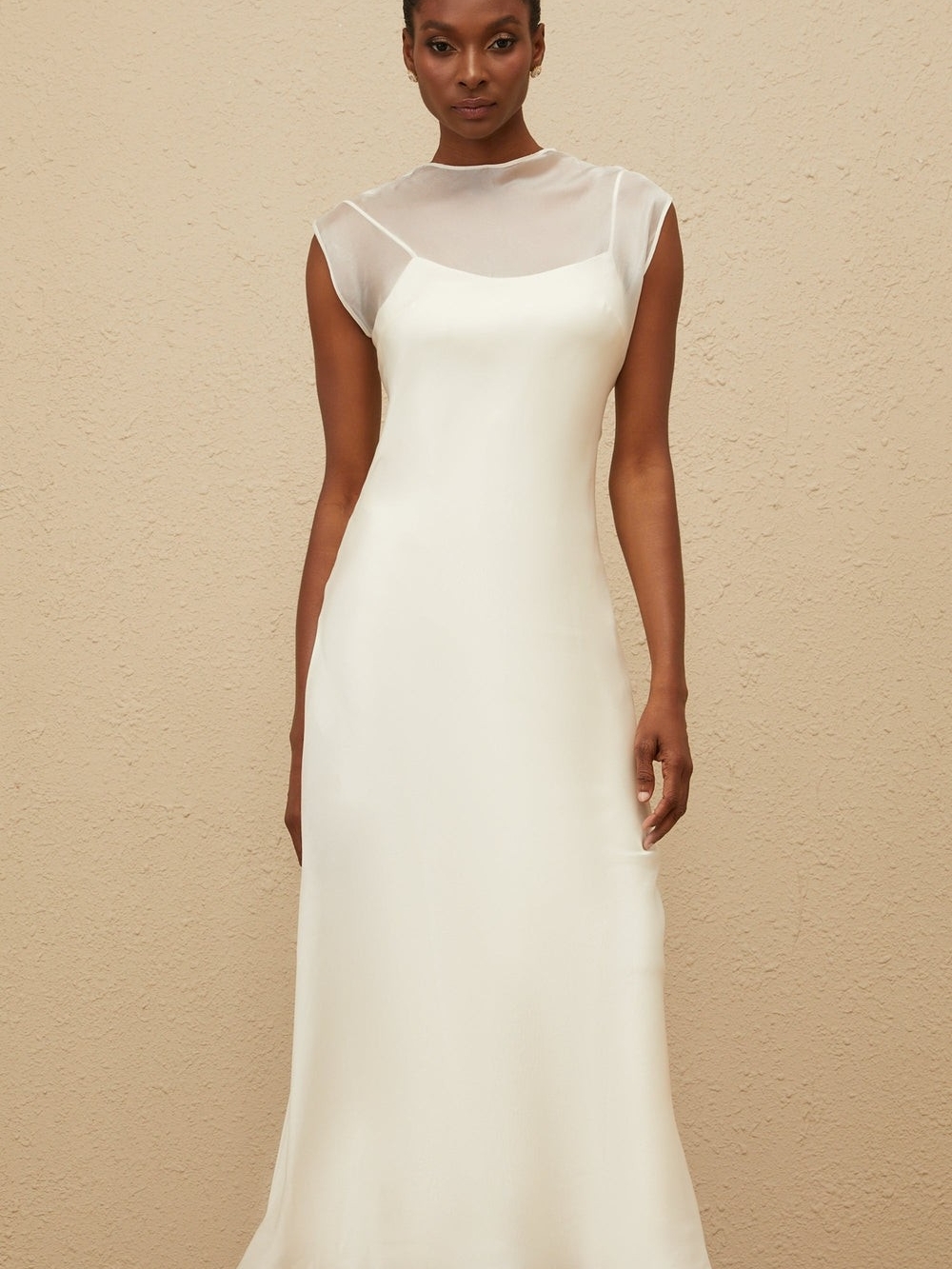 Miss Rosier White Maxi With Sheer Overlay - NWT